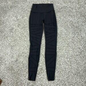 Lululemon Pants Womens 4 Black‎ High Rise Leggings Mesh Panel Yoga Gym Workout
